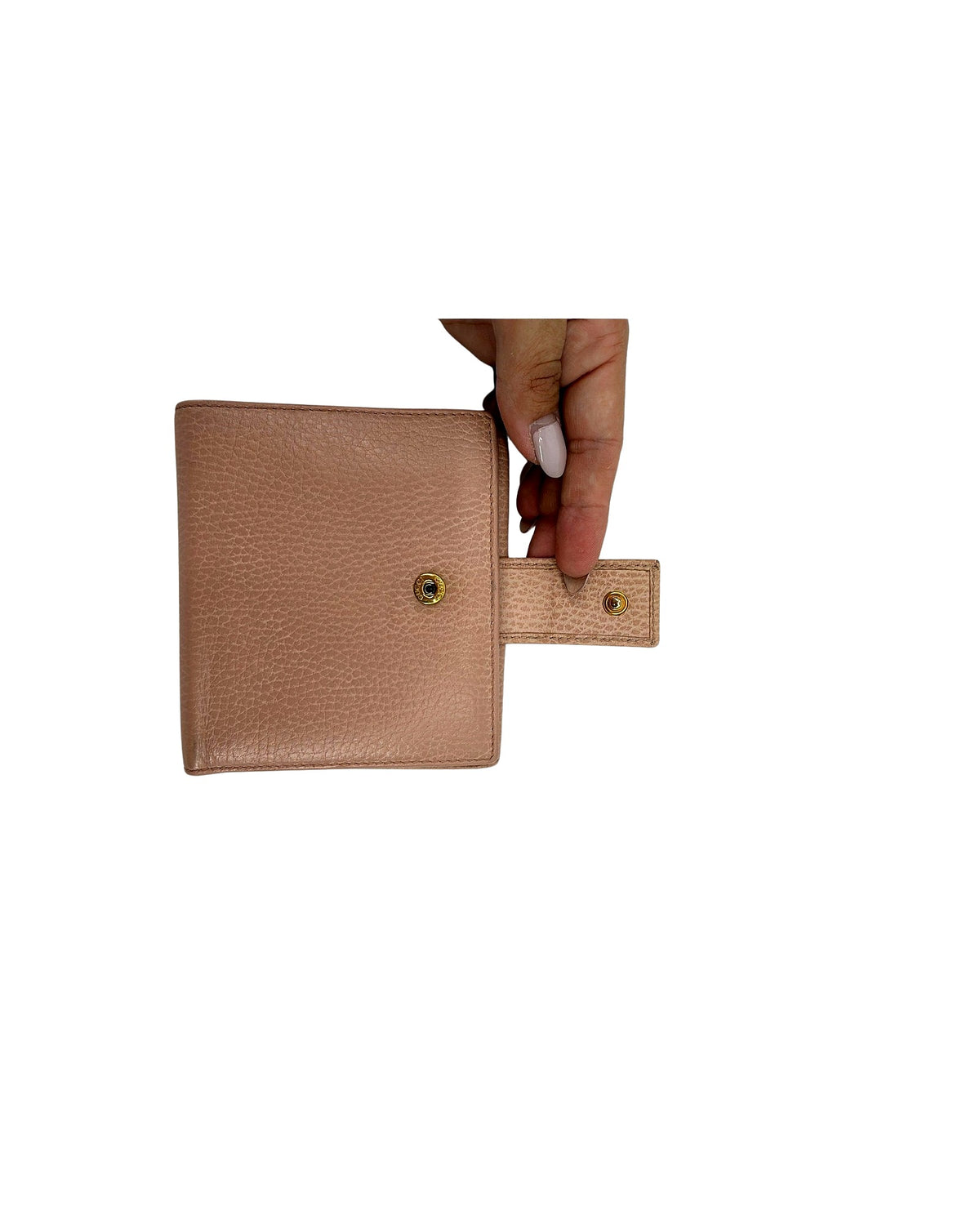 Gucci GG Marmont French Flap Wallet Dusty Pink Leather Compact Bifold Gold GG