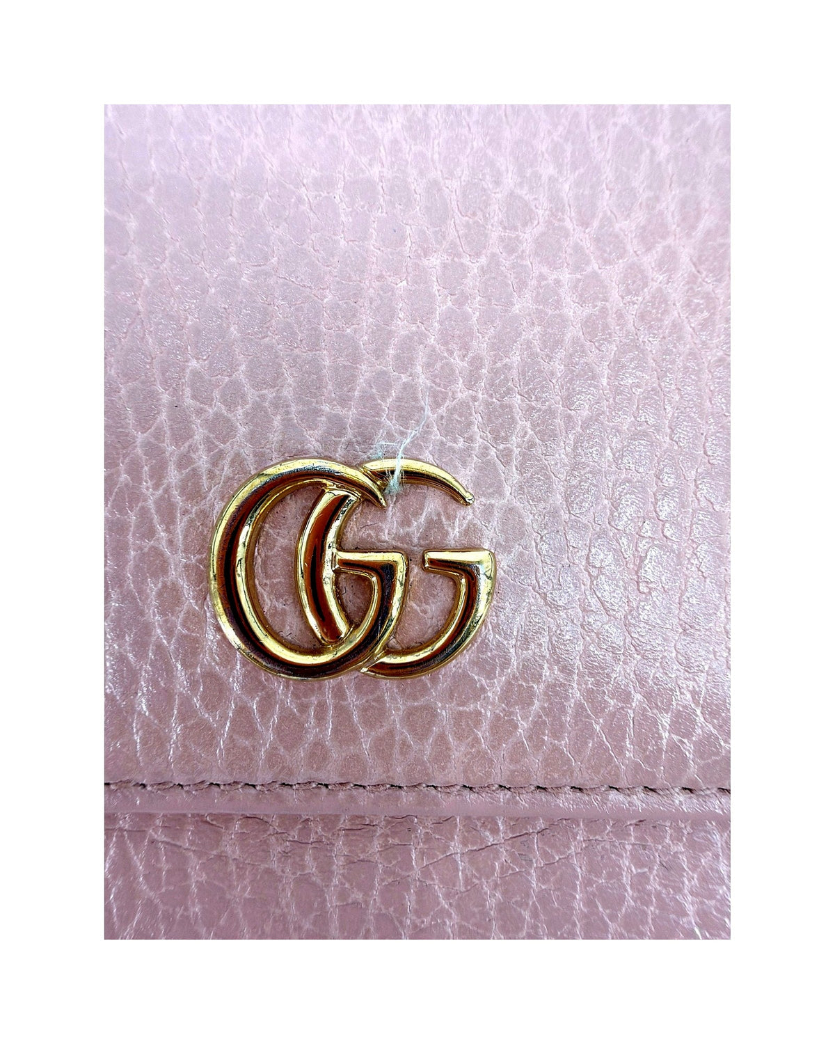 Gucci GG Marmont French Flap Wallet Dusty Pink Leather Compact Bifold Gold GG