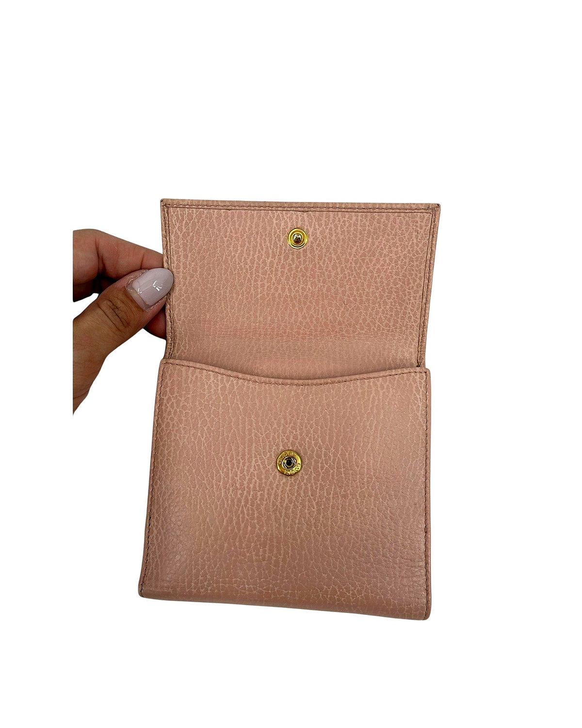 Gucci GG Marmont French Flap Wallet Dusty Pink Leather Compact Bifold Gold GG