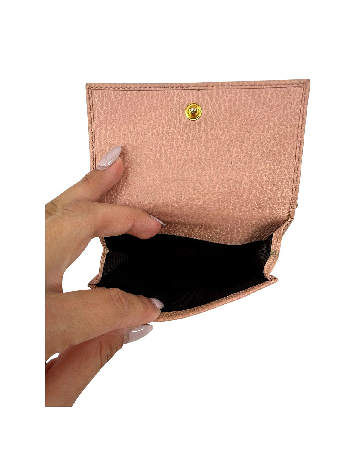 Gucci GG Marmont French Flap Wallet Dusty Pink Leather Compact Bifold Gold GG