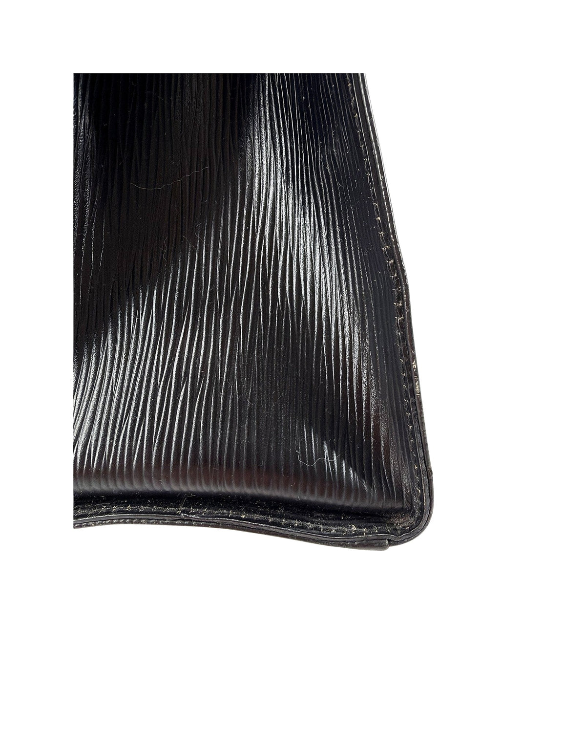 Fendi Vintage Black Ridged Leather Shoulder Tote Bag Embossed FF Logo Italy