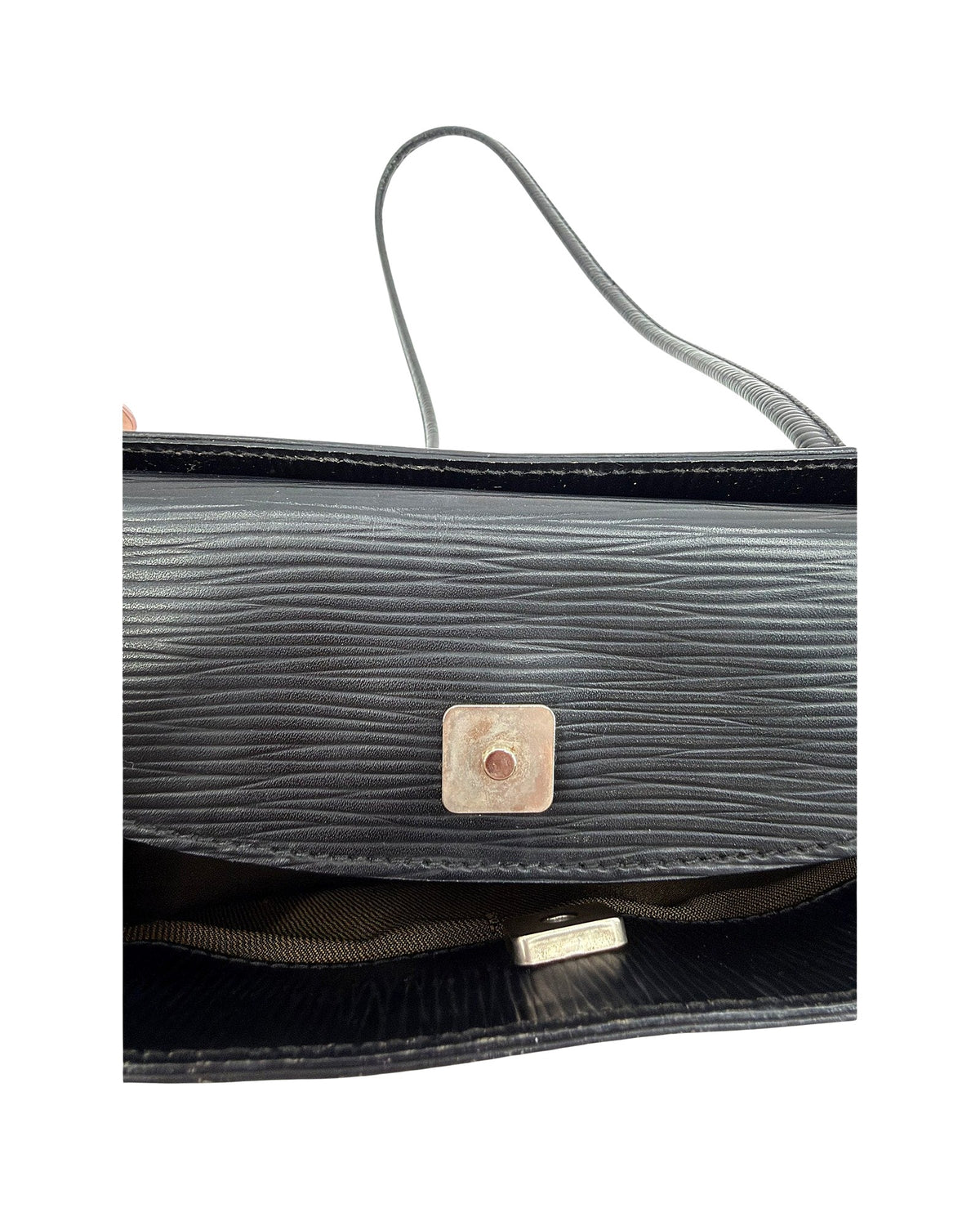 Fendi Vintage Black Ridged Leather Shoulder Tote Bag Embossed FF Logo Italy