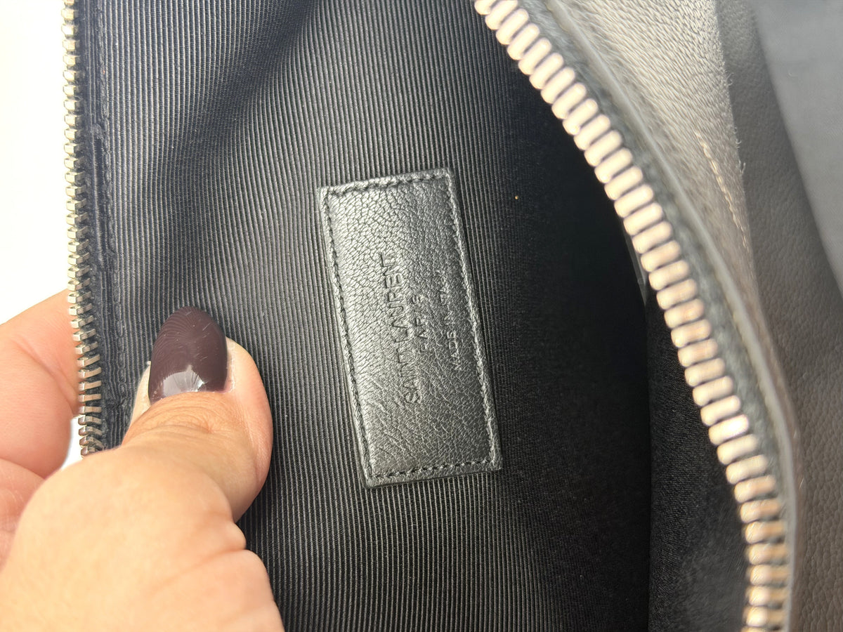 Saint Laurent Black Grain de Poudre Leather Zipped Tablet Holder Pouch