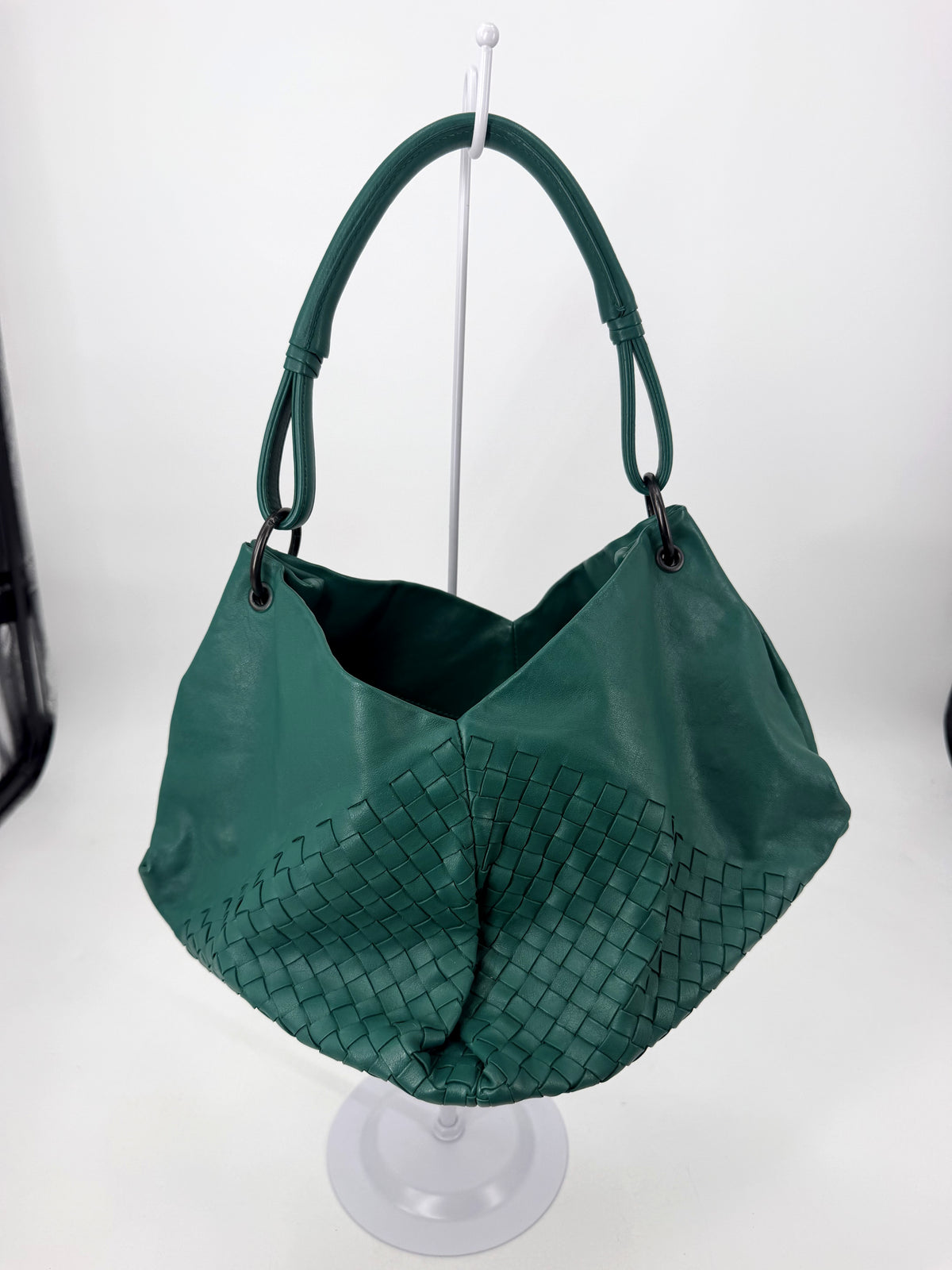Bottega Veneta Aquilone Fortune Cookie Hobo Green Nappa Intrecciato Shoulder Bag