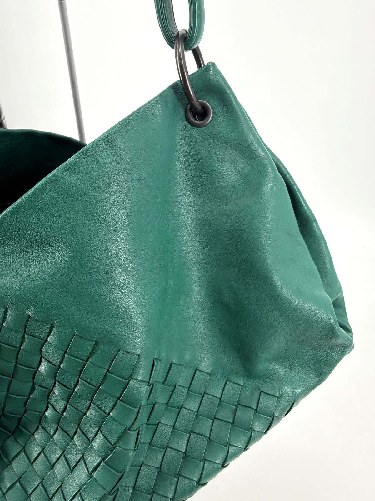 Bottega Veneta Aquilone Fortune Cookie Hobo Green Nappa Intrecciato Shoulder Bag