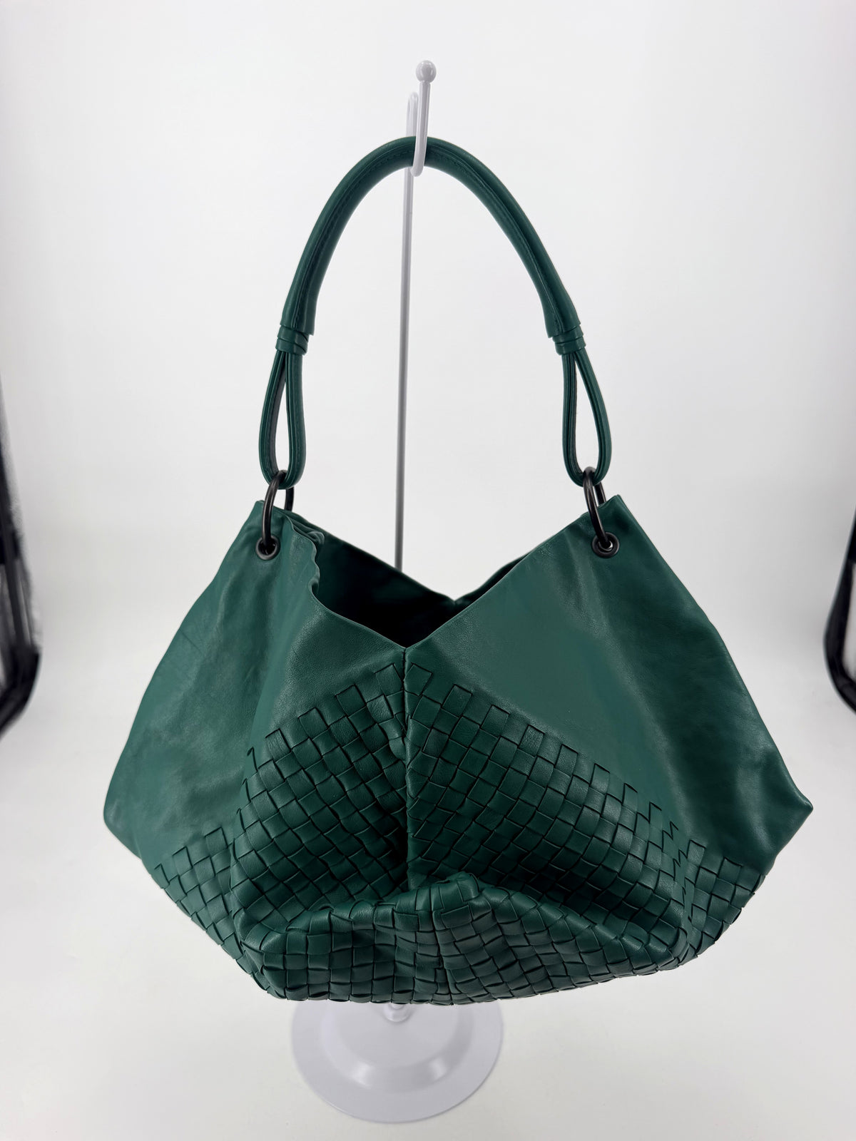 Bottega Veneta Aquilone Fortune Cookie Hobo Green Nappa Intrecciato Shoulder Bag