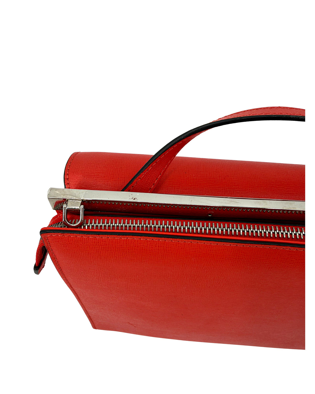 Fendi Demi Jour Top Handle Bag Red Calf Leather Palladium Hardware