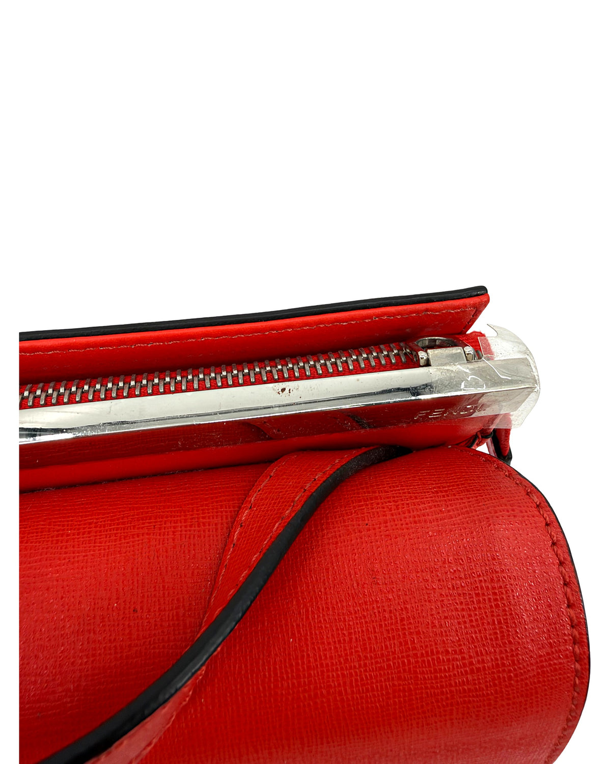 Fendi Demi Jour Top Handle Bag Red Calf Leather Palladium Hardware