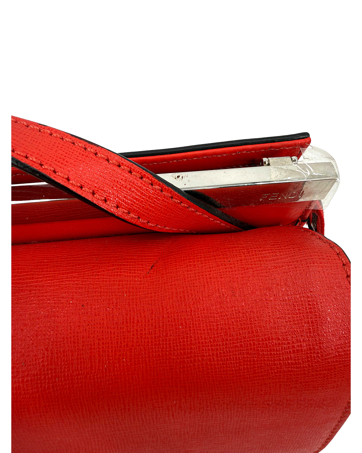 Fendi Demi Jour Top Handle Bag Red Calf Leather Palladium Hardware