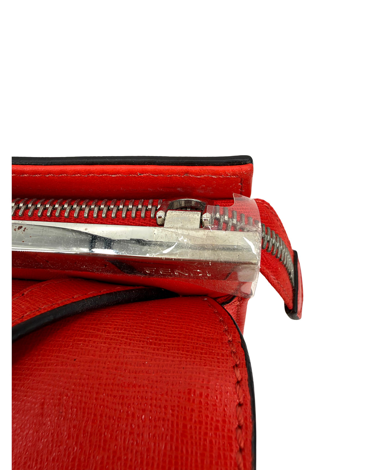 Fendi Demi Jour Top Handle Bag Red Calf Leather Palladium Hardware