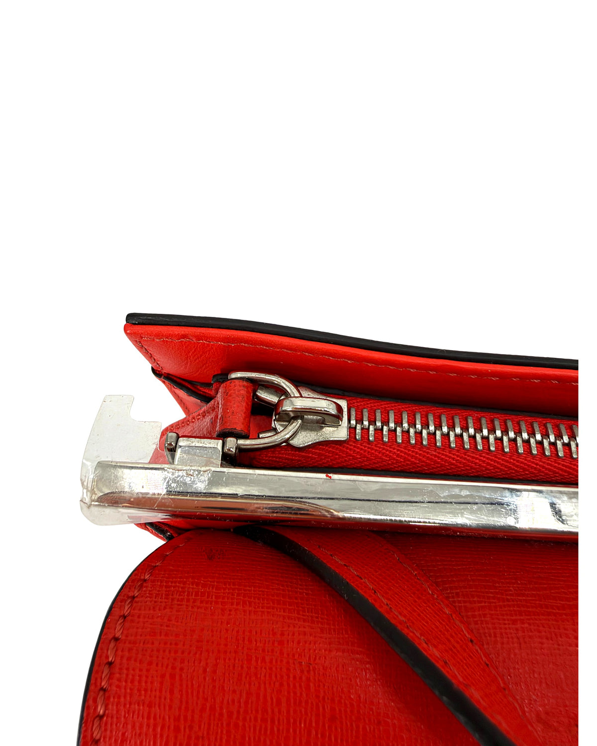 Fendi Demi Jour Top Handle Bag Red Calf Leather Palladium Hardware