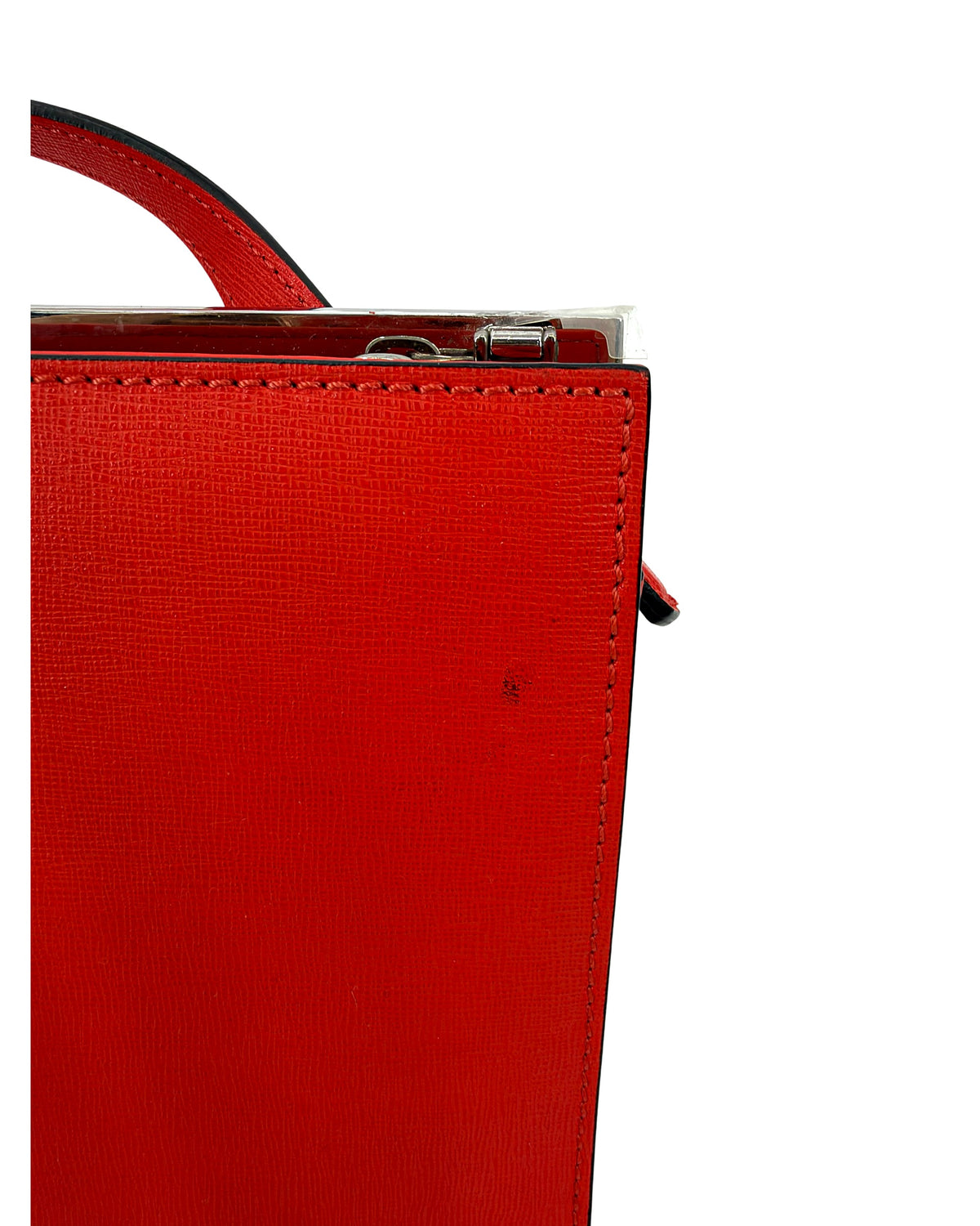 Fendi Demi Jour Top Handle Bag Red Calf Leather Palladium Hardware