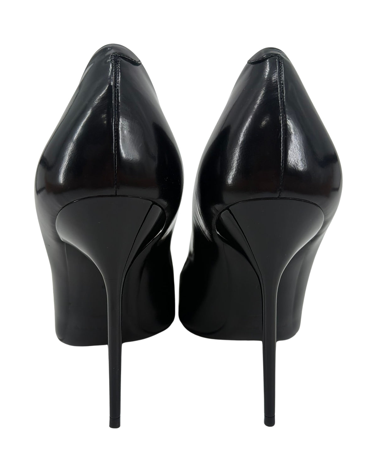 Burberry Glossy Black Leather Pointed Toe D-Ring Buckle Pumps Stiletto Size 39 Italy