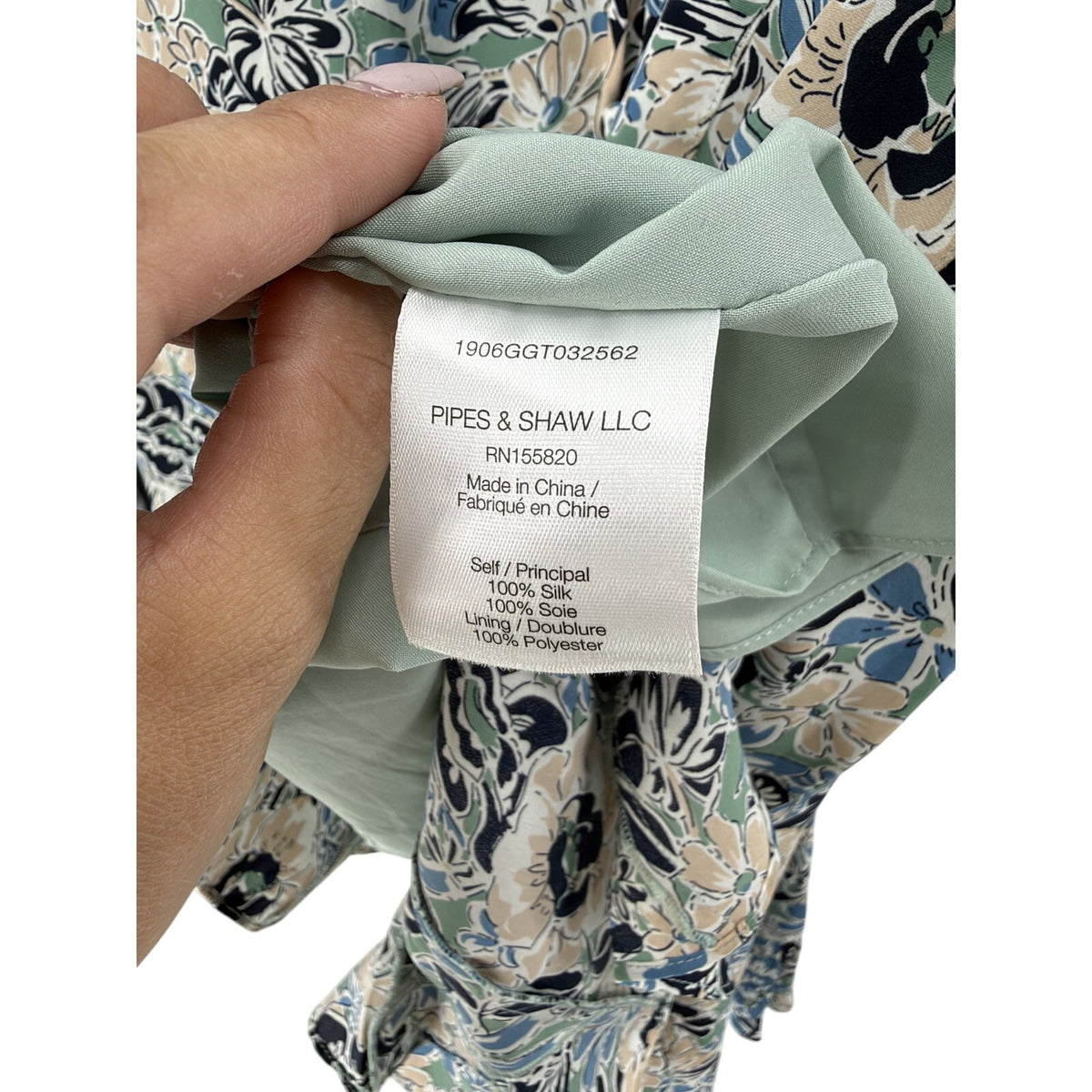 Veronica Beard Silk Floral Long Sleeve Mini Dress Ruffle Hem Blue Cream Size 14