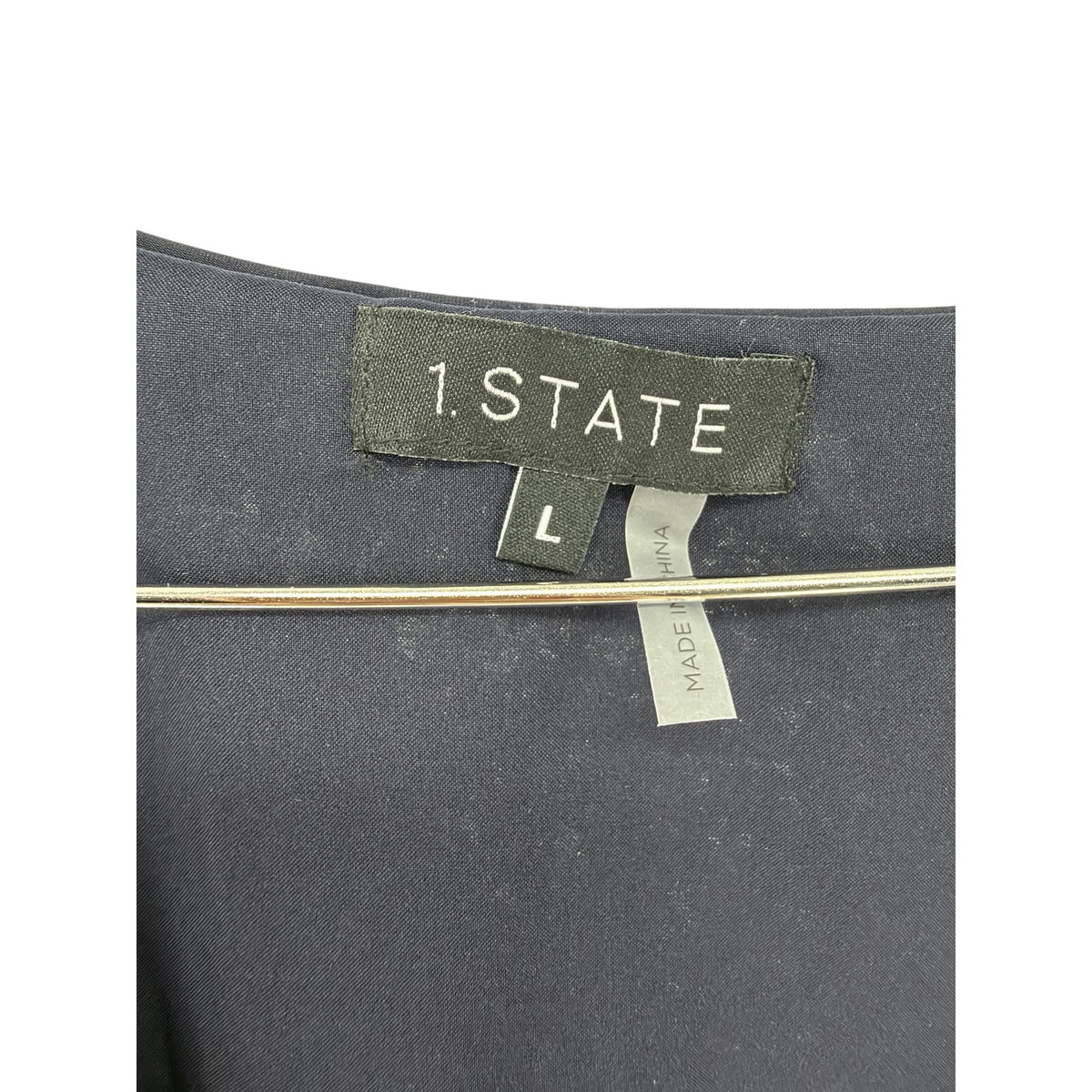 1.STATE Navy Silver Sequin V-Neck Shift Dress Lunar Navy NWT Size L