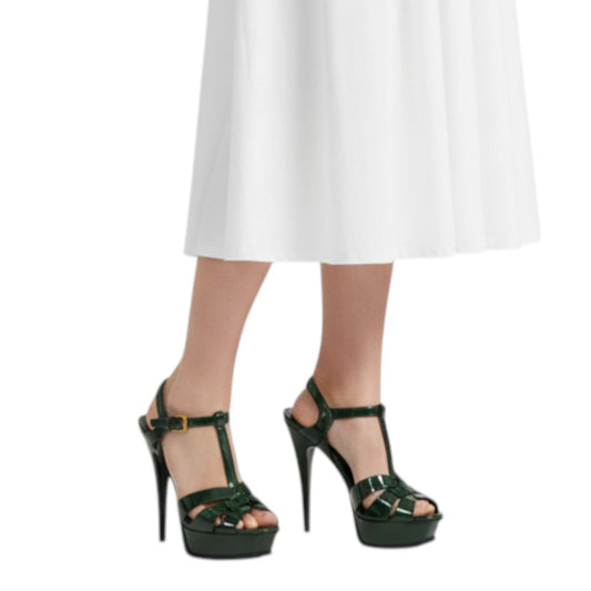 Saint Laurent Patent Leather Tribute Platform Sandals