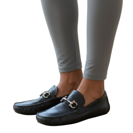 Salvatore Ferragama Leather Gancini Moccasin Driver Loafers