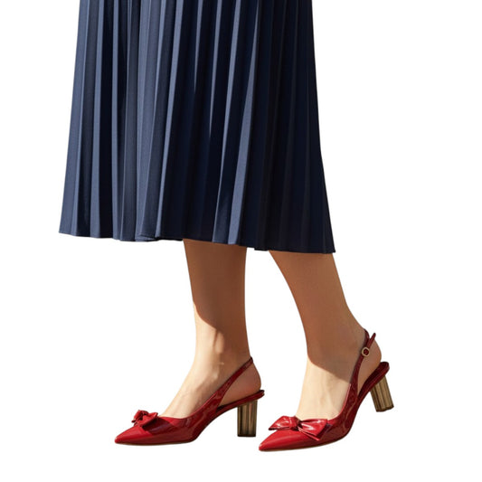 Salvatore Ferragamo Red Patent Leather Aulla Slingback Heels