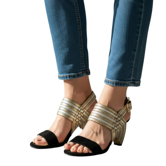 Salvatore Ferragamo Suede Lenny Leather Strap Heels Sandals