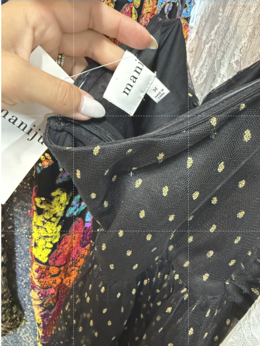 Maniju Gold Polka Dot Black Mini Dress