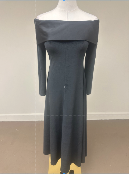 Off Shoulder Long Sleeve Midi Dress