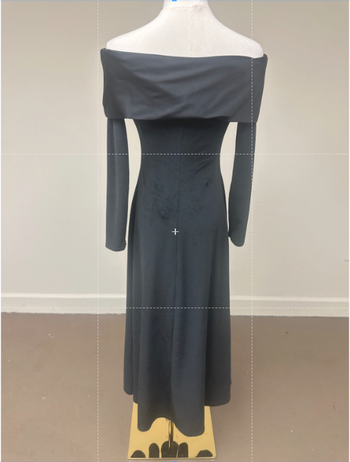 Off Shoulder Long Sleeve Midi Dress