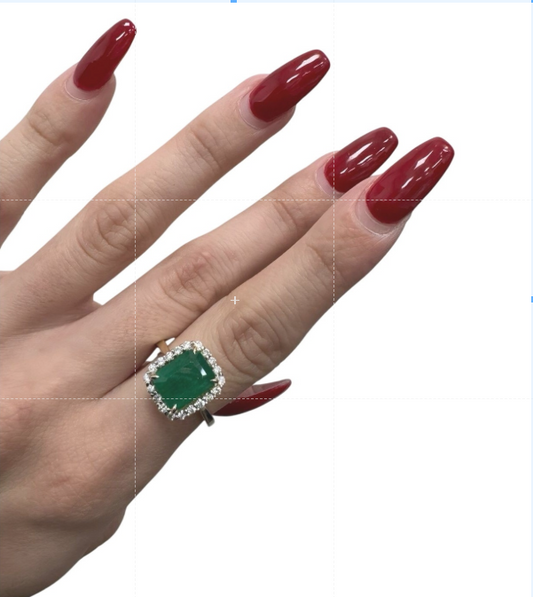 3.36 CTW Emerald 0.40 CTW Diamond Yellow Gold Halo Ring