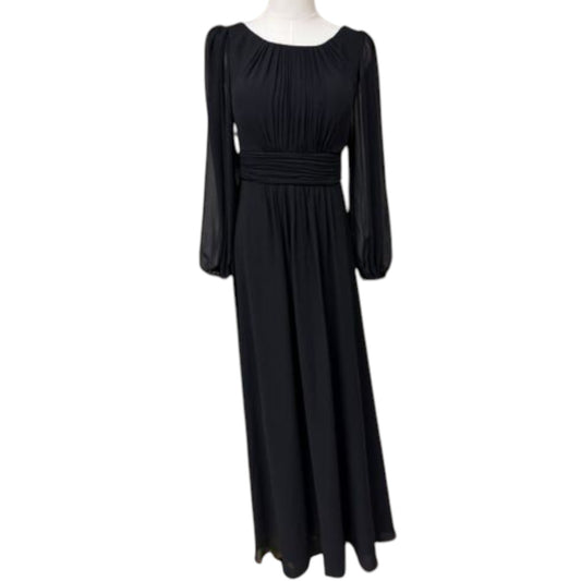 NWT Ever-Pretty Black Women Long Sleeve Chiffon Round Collar Sleeveless Prom Dress