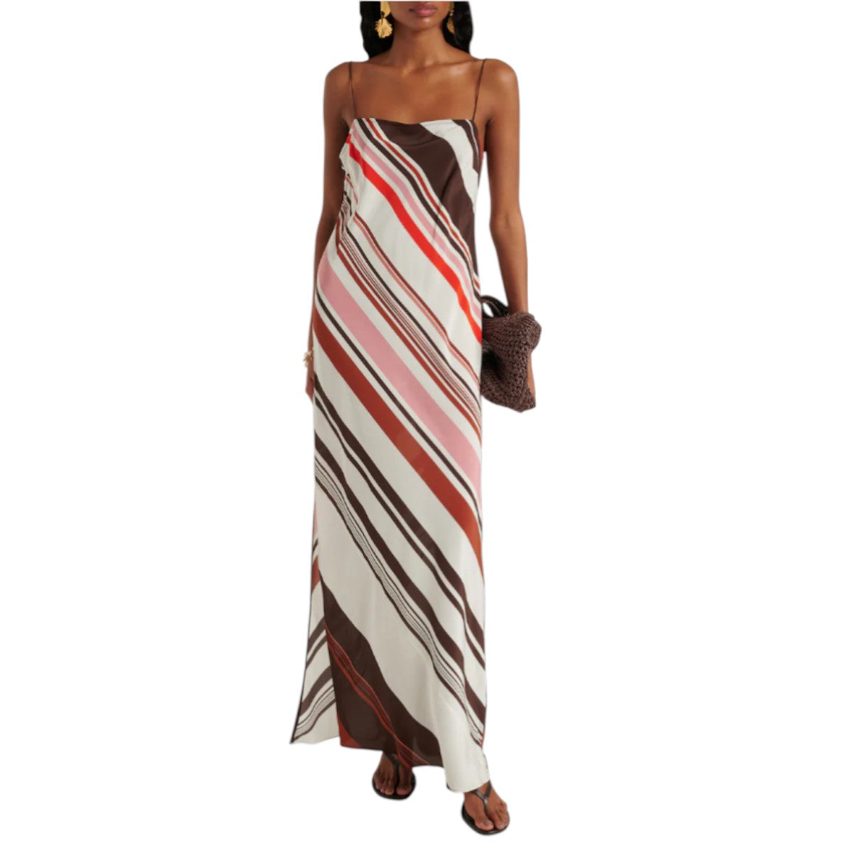 SIR. Silk Satin Thistle Striped Maxi Dress