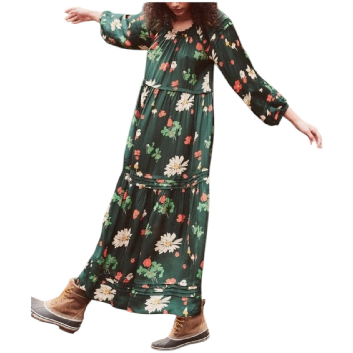 The Great Floral Print Long Sleeve Oversized Midi Dress Women's