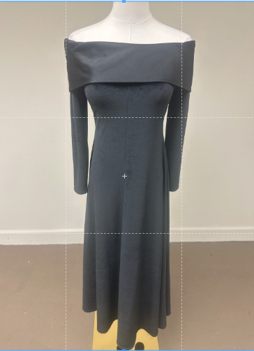 Off Shoulder Long Sleeve Midi Dress