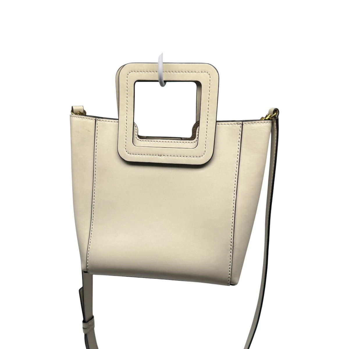 Staud Leather Mini Shirley Crossbody Bag Cream