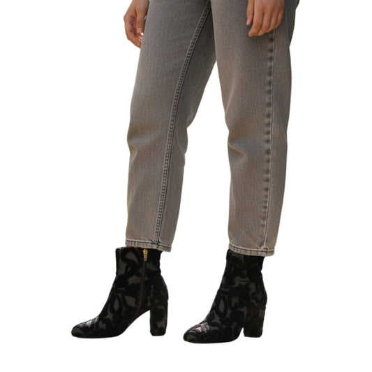 Stella McCartney Velvet Brocade Block Heel Ankle Boots