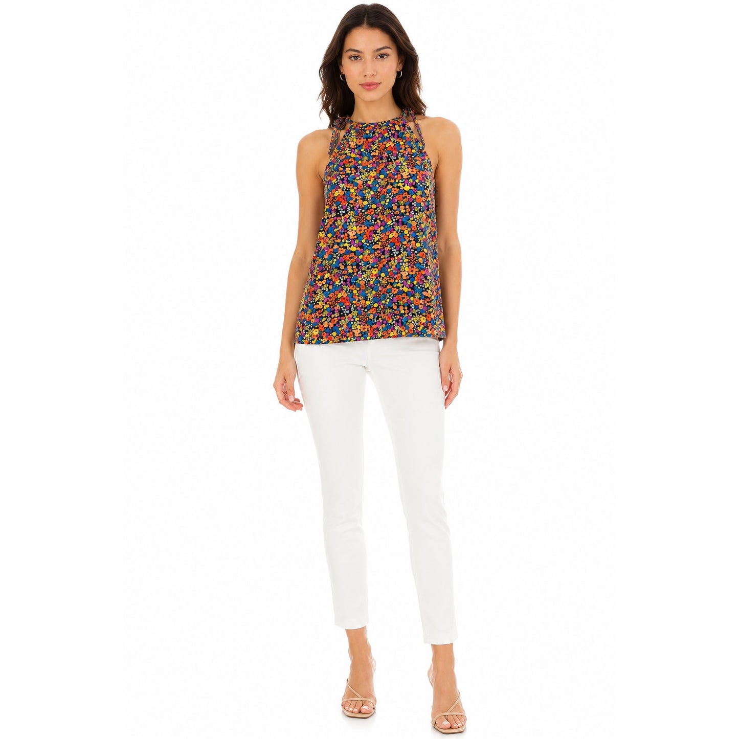 Rebecca Taylor Silk Confetti Floral Halter Top
