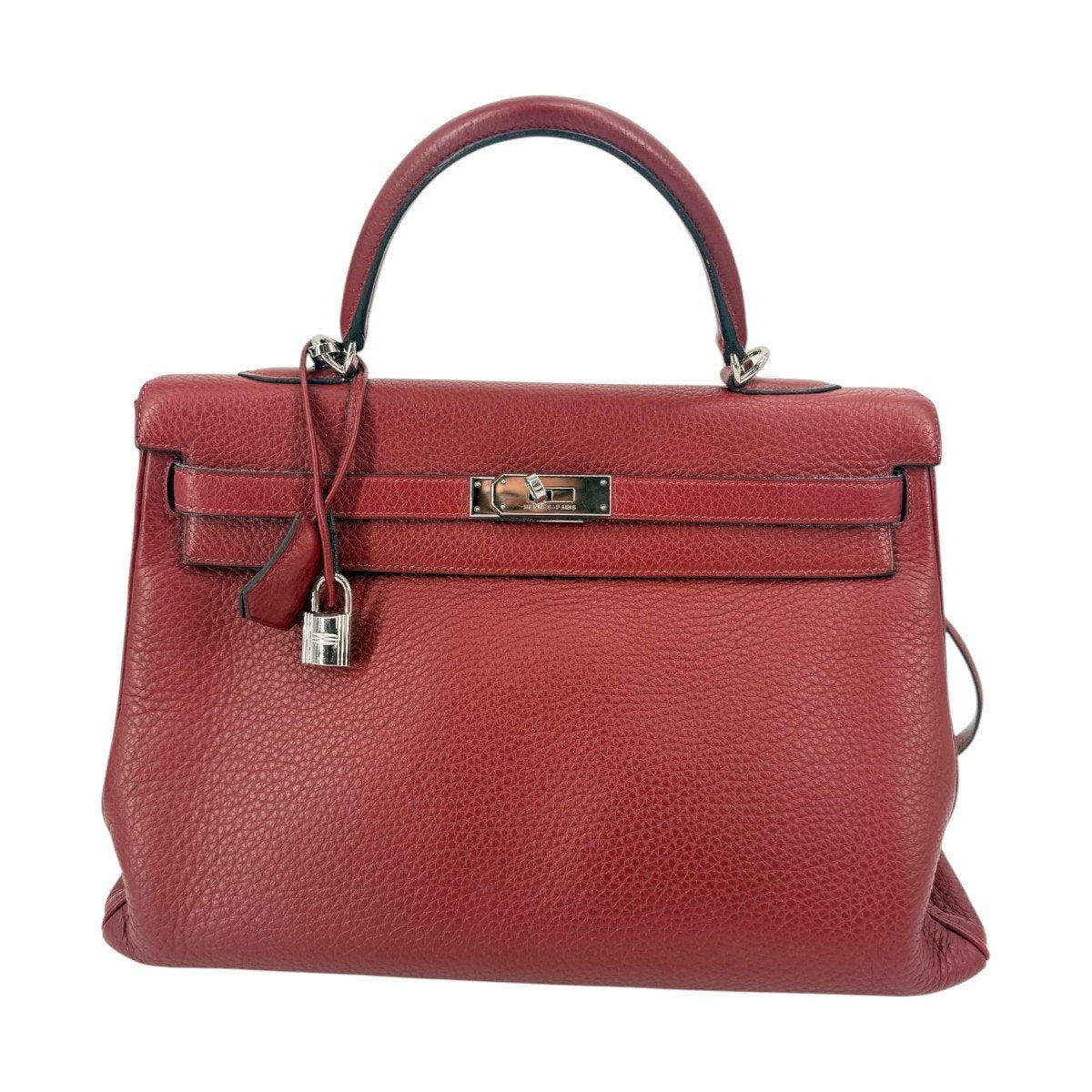 Hermes Kelly Retourne 35 Rouge H Leather Palladium Shoulder Bag