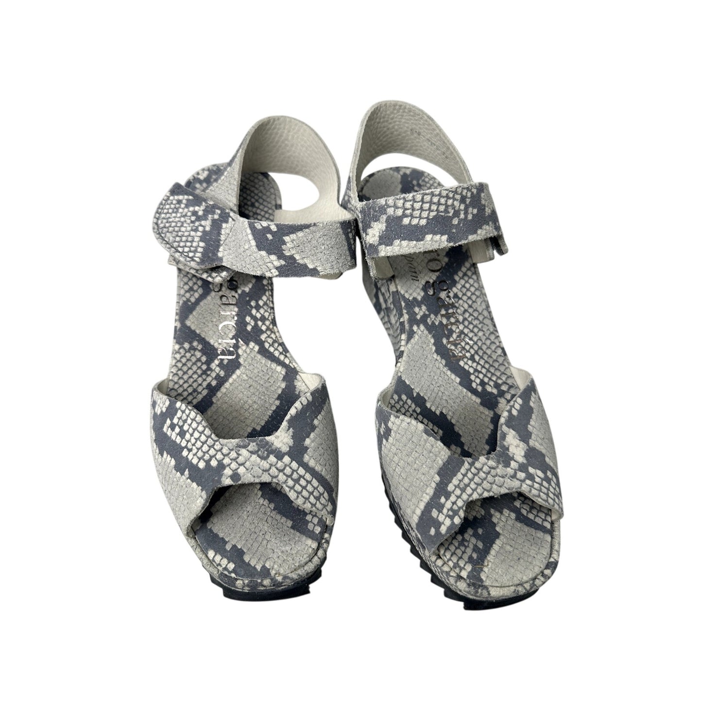 Pedro Garcia Leather Python Print Platform Wedge Sandals