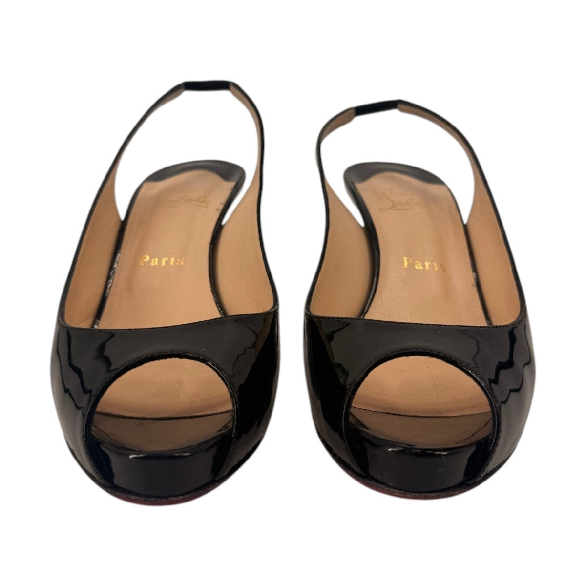 Christian Louboutin Patent Leather Peep Toe Slingback Pumps B