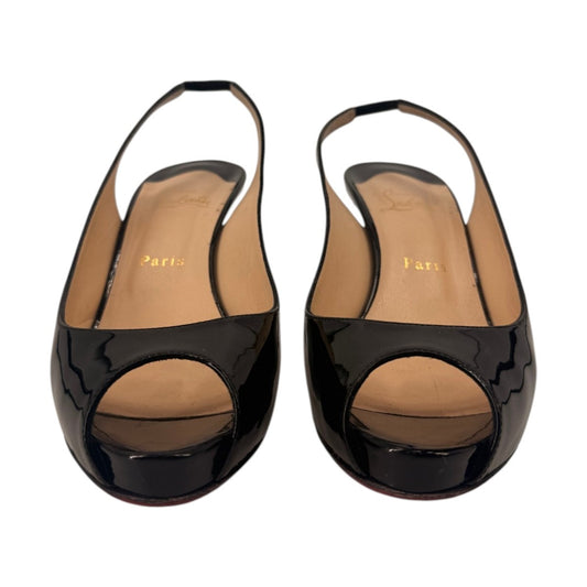 Christian Louboutin Patent Leather Peep Toe Slingback Pumps B