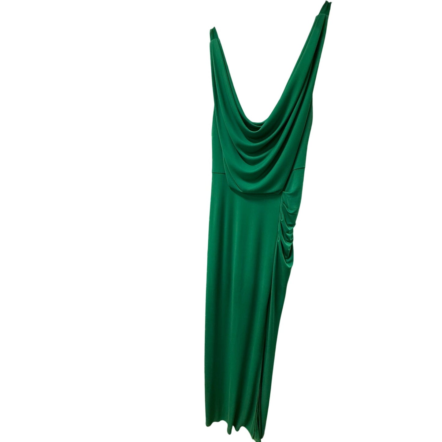 BCBG MAXAZRIA Lena Draped Scoop Back High Slit Maxi Evening Dress