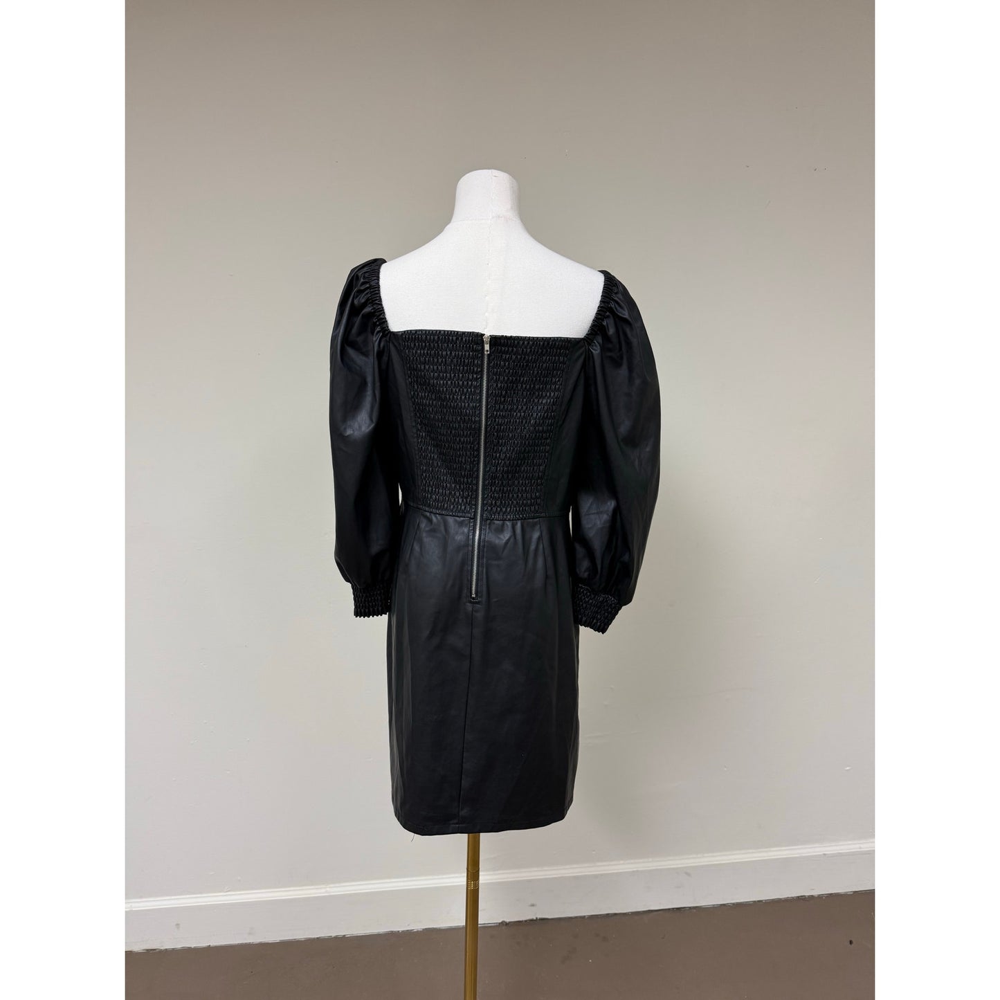 Avec Les Filles Faux Leather Corset Mini Dress Puff Sleeves Women's
