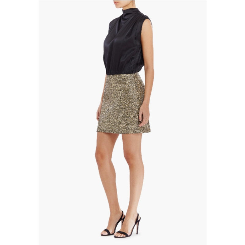 Amanda Uprichard Brantley Mixed Media Silk Cocktail Mini Dress