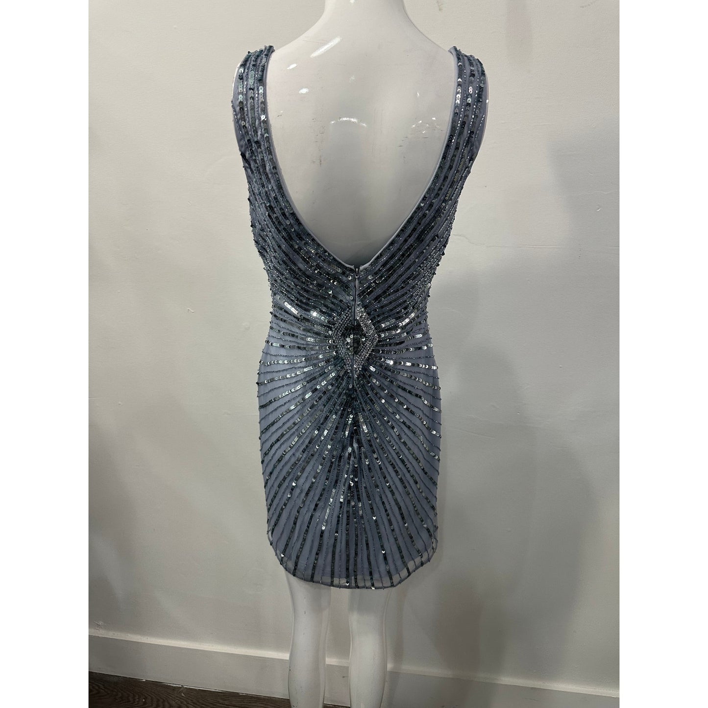 Aidan Mattox Sequined Beaded Tank Crystal Mini Dress Women's