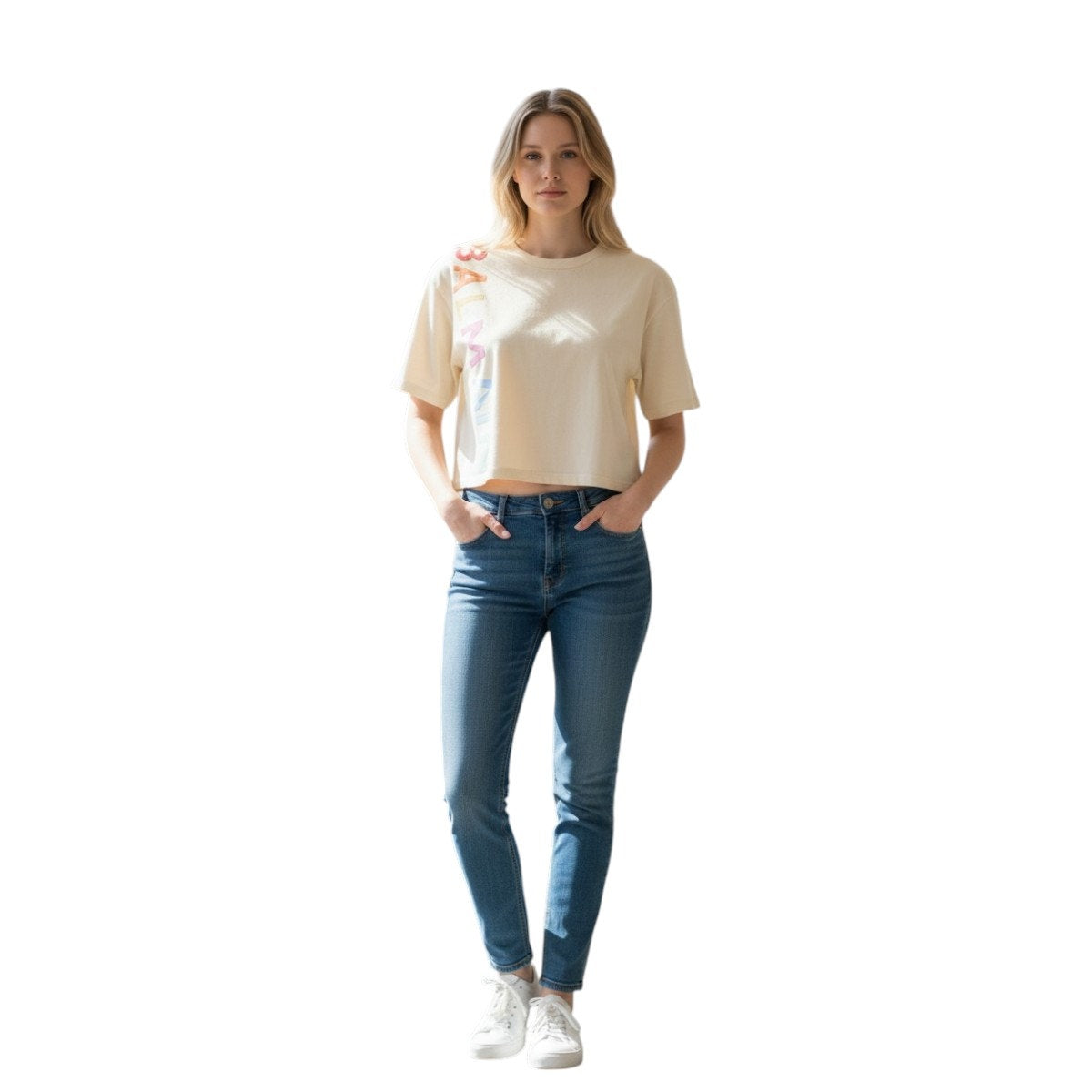 Balmain Cotton Cropped Crew Neck Logo Graphic T Shirt