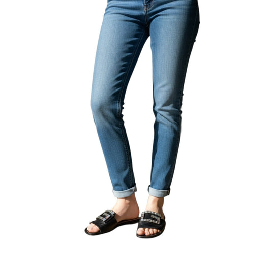 Gucci Leather Madelyn Crystal G Logo Slide Flats Sandals