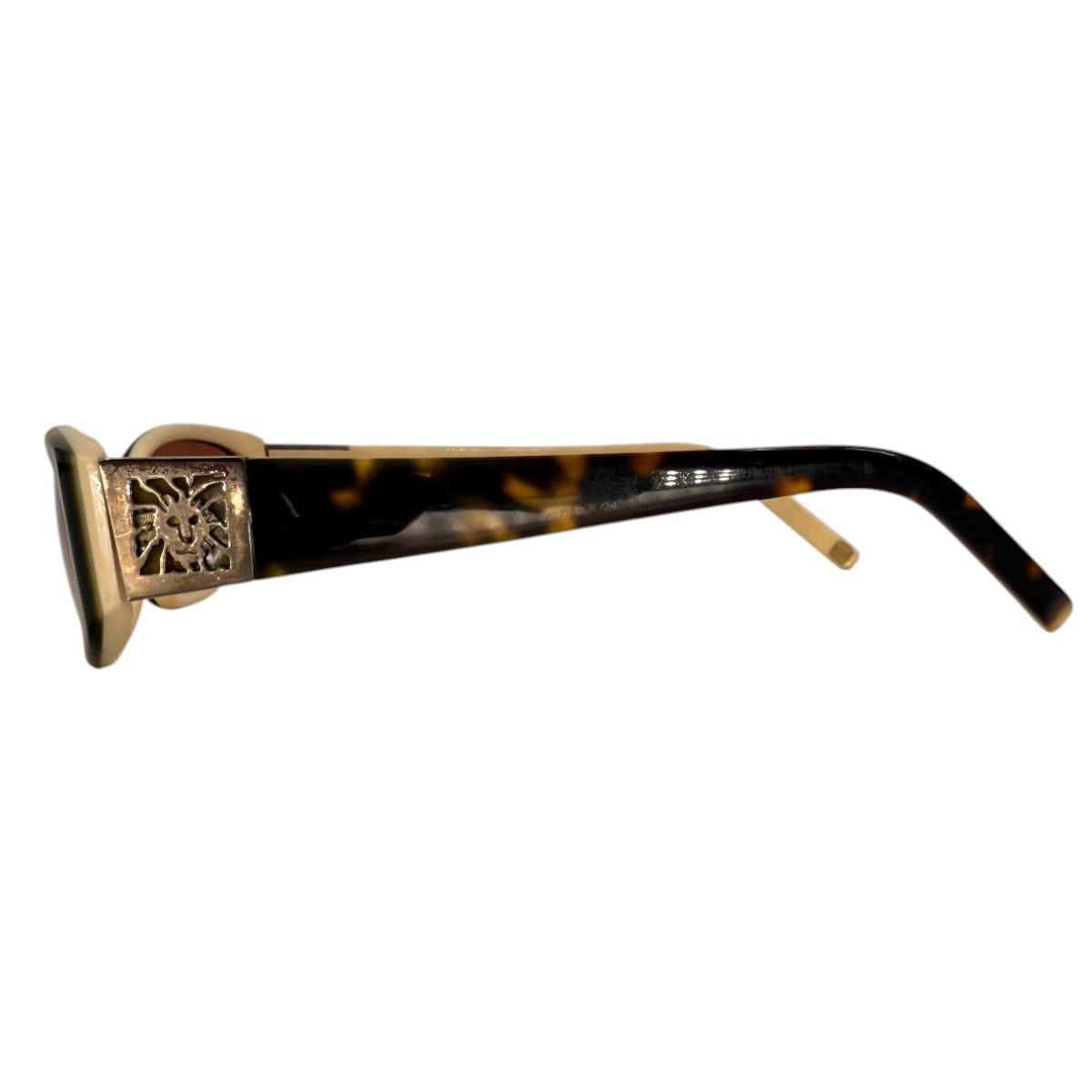 Versace Vintage Tortoiseshell Rectangle Sunglasses Black Brown Medusa Women's OS