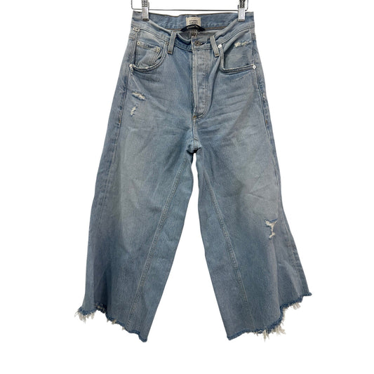 Citizens of Humanity Blue Cotton Denim Tessa Cullotte Wide Leg Jeans