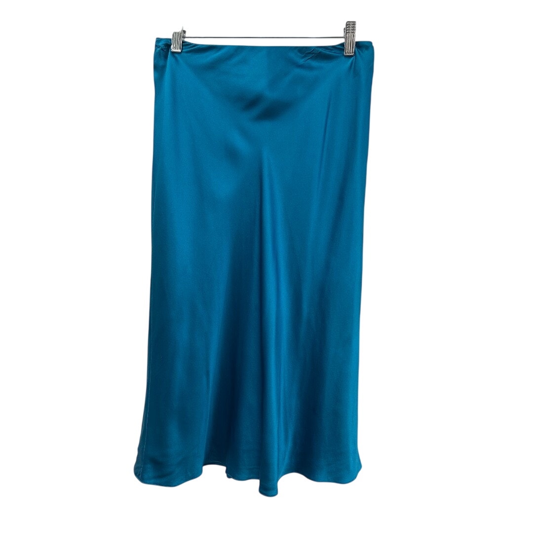 Cinq à Sept Blue Silk Satin High Rise Marta Midi Skirt  Women's