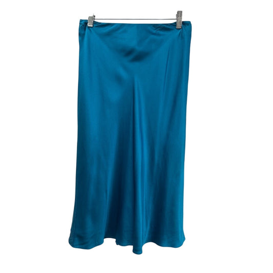 Cinq à Sept Blue Silk Satin High Rise Marta Midi Skirt  Women's