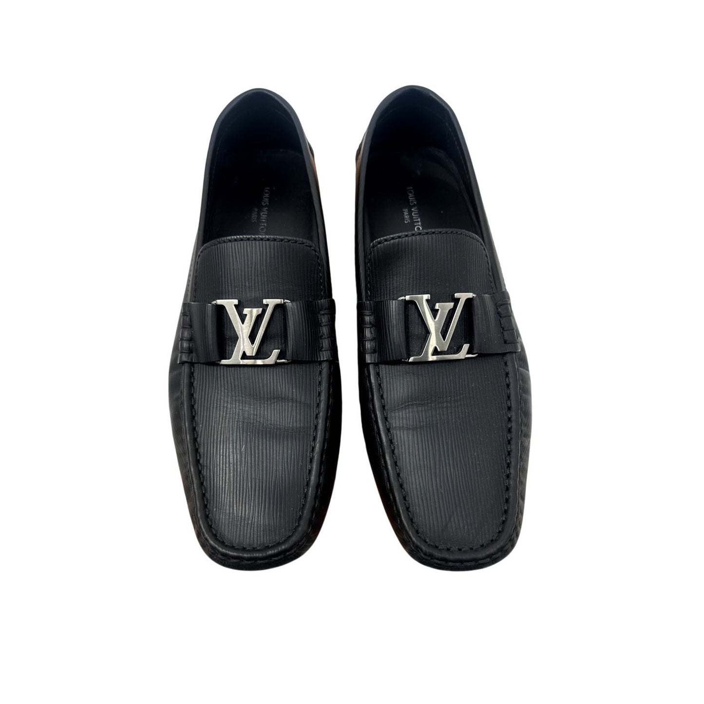 Louis Vuitton Calf Leather LV Logo Monte Carlo Moccasin Loafers Men's Size 11