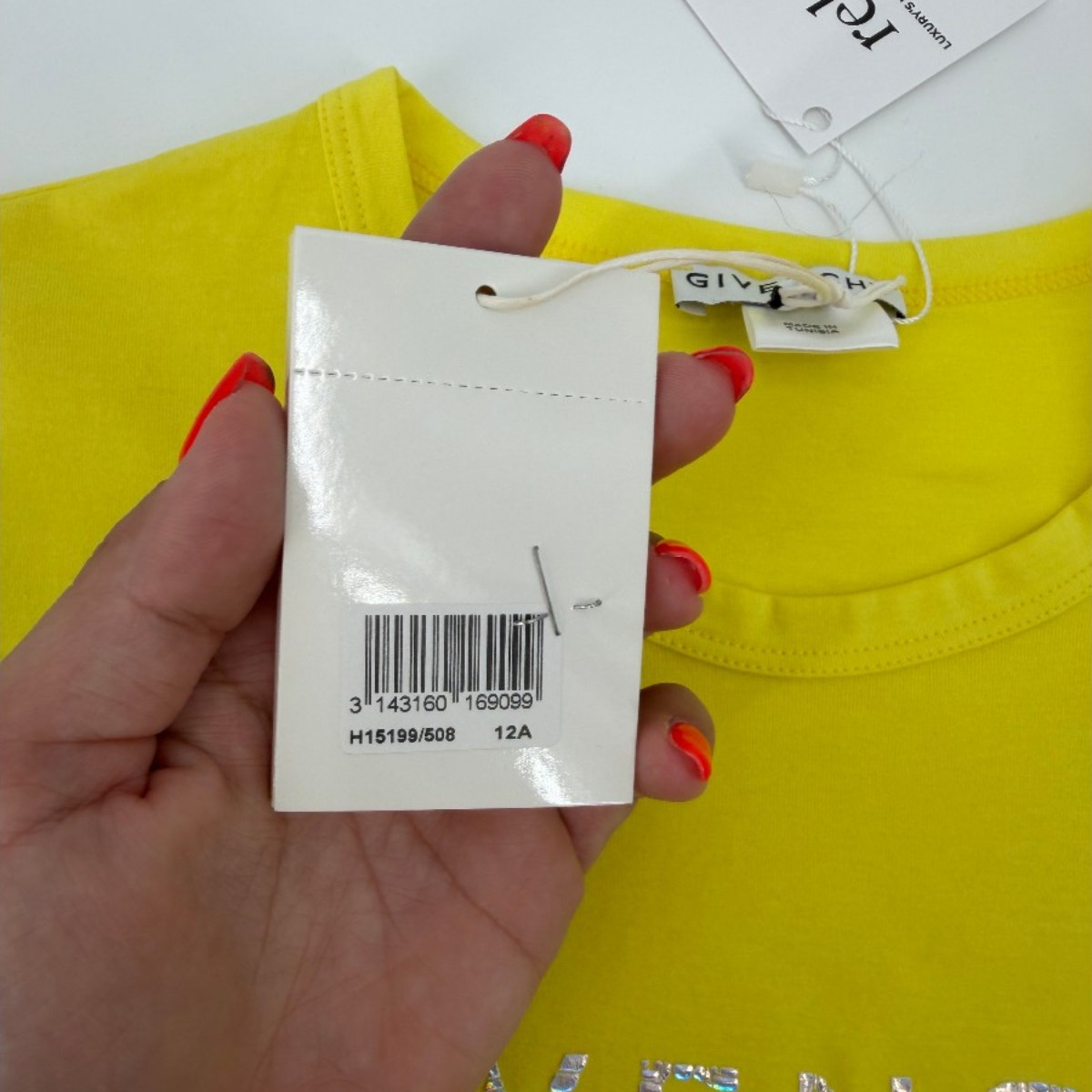 Givenchy Kids Yellow Logo Crew Neck Short Sleeve T-Shirt Cotton Size 12 NWT